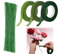 KARELLS Cinta de Tallo Floral, Verde Cinta de Tallo, 3 Rollos Cinta Floral, 27M Cinta de Ramo Autoadhesiva, Cinta Floral, Cinta de Tallo Floral, Rollo de Cinta de Tallo Florista, Cinta Floral Verde