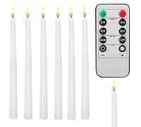 KARELLS Juego De 6 Velas Largas Led Sin Llama, Con Mando A Distancia, Vela Led De Cono Alimentada Por Batería, Adecuada Para La Decoración Del Hogar, Decoración Para Navidad, Boda, Fiestas, Banquetes