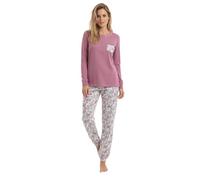 Karelpiù Pijama Mujer Invierno Algodón Cálido Interlock 100% Tallas Over Size. Camisa de Noche. Pijama Largo Dos Piezas Abierto o Cerrado, 23 Rosa, XL