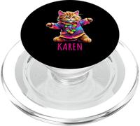 Karen - Colorido diseño de Gato bailarín para niñas, Nombre Karen PopSockets PopGrip para MagSafe
