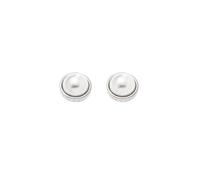 Karen Millen Aretes de perlas con logotipo para mujer, Latón