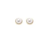 Karen Millen Aretes de perlas con logotipo para mujer, Latón