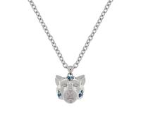 Karen Millen Collar con colgante de leopardo para mujer (cristal plateado/azul)