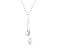 Karen Millen Collar de perlas con logotipo de doble gota para mujer, Latón