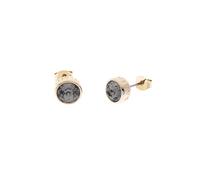 Karen Millen Pendientes de tuerca con logotipo para mujer (cristal dorado/negro), Latón