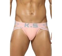 KAREN SPACE Jockstrap Hombre Suspensorio Sexy Tanga Transpirable Slips Deportivo Ropa Interior Thong, Rosado, XL