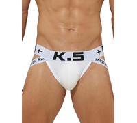KAREN SPACE Jockstrap Hombre Suspensorio Sexy Tanga Transpirable Slips Deportivo Ropa Interior Thong, Blanco, L
