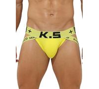 KAREN SPACE Jockstrap Hombre Suspensorio Sexy Tanga Transpirable Slips Deportivo Ropa Interior Thong, Amarillo, S