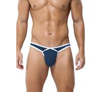 KAREN SPACE Tangas Sexys para Hombres, Hilo Dental con Soporte Atlético y Bolsillo de Seda Helada, Azul Real, L