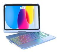KARFUN 10.9" Funda con Teclado para iPad 11 Generación A16 y 10ª Generación | Fondo de 10 Colores y Cubierta Protectora rotativa de 360 °, Touchpad Inteligente, QWERTY Español Ñ