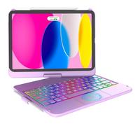 KARFUN 10.9" Funda con Teclado para iPad 11 Generación A16 y 10ª Generación | Fondo de 10 Colores y Cubierta Protectora rotativa de 360 °, Touchpad Inteligente, QWERTY Español Ñ