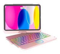 KARFUN 10.9" Funda Teclado iPad 10 Generación/11 Generación, Funda iPad A16 2025, Fondo de 10 Colores y Cubierta Protectora rotativa de 360 °, Touchpad Inteligente (Oro Rosa)