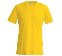 Kariban - Camiseta Básica Entallada con Cuello de Pico de Manga Corta - 100% algodón Primera Calidad Extra Suave (Grande (L)) (Amarillo)
