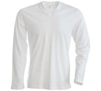 Kariban - Camiseta Básica entallada con cuello de pico o V de manga larga