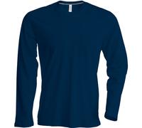 Kariban - Camiseta Básica entallada cuello redondo manga larga 100% algodón