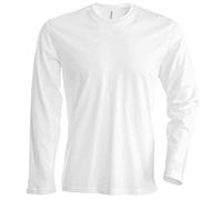 Kariban - Camiseta de cuello redondo de manga larga / blanco, XXL para hombre