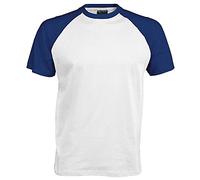 Kariban - Camiseta de manga corta para hombre Bianco/Blu reale Medium