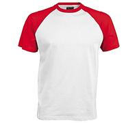 Kariban - Camiseta de manga corta para hombre blanco/rojo XX-Large