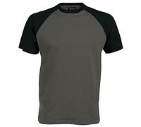 Kariban - Camiseta de manga corta para hombre Grigio scuro/Nero Small