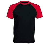 Kariban - Camiseta de manga corta para hombre negro / rojo Medium