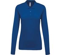 Kariban - Polo piqué de manga larga para mujer - 100 % algodón azul real XXL