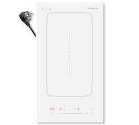 Karienvir Placa induccion 2 fuegos blanco con enchufe 30cm 3500W, Placa de inducción com Zonas flexibles, Control deslizante, Temporizador, Bloqueo de seguridad, Función de Boost