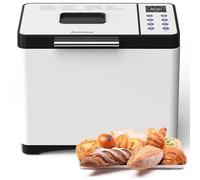 Karinear - Máquina para hacer pan con 20 programas, con guantes, inicio diferido de 15 horas, acero inoxidable, con 3 tamaños de pan y colores cortezas, color blanco