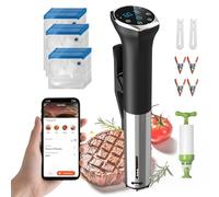 Karinear Sous Vide Garer Stick con juego de bolsas al vacío | Control mediante aplicación | WIFI (2,4 G) | 1400 W Sous-Vide Stick | 10-90 °C, temporizador de 1-99 min | Circulación de 360°