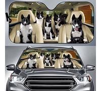 Karjalankarhukoira Perros Conduciendo Parasol Coche Delantero Plegable Parasol para Parabrisa Protección Solar Parabrisas Delanteros Universal para Furgonetas Camión Todoterreno M