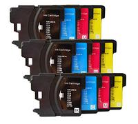Karl Aiken 12 x Compatible Cartuchos de tinta LC38 LC61 LC11 LC16 LC980 LC990 LC1100 para Brother para impresoras Brother MFC-250 C MFC-255CW MFC-290 C MFC-295CN MFC-297 C MFC-490CN MFC-5490CN