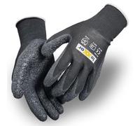 Karl Dahm Guantes de nitrilo talla L, 12 unidades, guantes desechables con superficie de láminas para un agarre extra fuerte, elásticos, resistentes a desgarros, aptos para pantalla táctil, guantes de