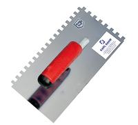 Karl Dahm Llana Dentada para Zurdos 15 mm, 13 x 28 cm I Llana para Baldosas de Acero Inoxidable con Muescas de 15 mm I Empuñadura Ergonómica Suave I Para Fácil Aplicación de Adhesivos - 13644
