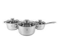 KARL HAUSMANN Batería Cocina Acero Inoxidable 3 Ollas Inducción, 1.9-6.1 L | Bateria Cocina inox, 3 ollas, inducción, gas, eléctrica y vitrocerámica, tapas de vidrio