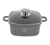 KARL HAUSMANN Cacerola Inducción 20 cm 2.3 L Antiadherente, GRANT | Olla de aluminio antiadherente PFLUON COOKMARK MARBLE, con tapa, para cocinas de inducción y horno hasta 220°C
