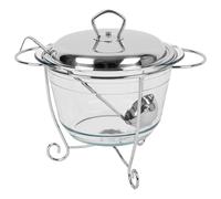 KARL HAUSMANN Chafing Dish Buffet 3,9L con Tapa y Cuchara - Rechaud con Soporte Calentador de Comida - Servidor Buffet de Vidrio Templado