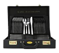 KARL HAUSMANN Cubertería 12 Personas, 72 Piezas Acero Inoxidable 18/0 con Maletín - Juego de Cubiertos con Cuchillos Tenedores Cucharas + Utensilios de Servicio, Pulido Brillante, Apto Lavavajillas