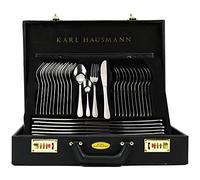 KARL HAUSMANN Cubertería 12 Personas, 72 Piezas Acero Inoxidable 18/0 con Maletín - Juego de Cubiertos con Cuchillos Tenedores Cucharas + Utensilios de Servicio, Pulido Brillante, Apto Lavavajillas