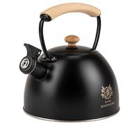 KARL HAUSMANN Hervidor de Agua para Inducción - 2,5L - Negro Tetera de Acero Inoxidable con Silbato y Asa que No se Calienta - Para Induccion, Gas y Vitroceramica - Chaleira