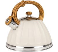 KARL HAUSMANN Hervidor de Agua para Inducción - 3L - Crema Tetera de Acero Inoxidable con Silbato y Asa que No se Calienta - Para Induccion, Gas y Vitroceramica - Chaleira