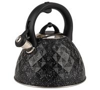 KARL HAUSMANN Hervidor de Agua para Inducción - 3L - Mármol Negro Tetera de Acero Inoxidable con Silbato y Asa que No se Calienta - Para Induccion, Gas y Vitroceramica - Chaleira