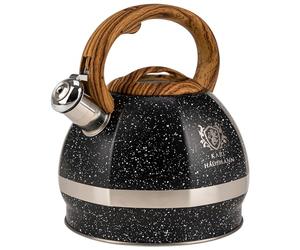 KARL HAUSMANN Hervidor de Agua para Inducción - 3L - Mármol Negro Tetera de Acero Inoxidable con Silbato y Asa que No se Calienta - Para Induccion, Gas y Vitroceramica - Chaleira