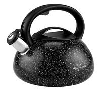KARL HAUSMANN Hervidor de Agua para Inducción - 3L - Negro Marmor Tetera de Acero Inoxidable con Silbato y Asa que No se Calienta - Para Induccion, Gas y Vitroceramica - Chaleira