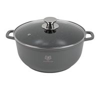 KARL HAUSMANN Olla Antiadherente 24 cm 4.4 L, Inducción, GRANT | Cacerola de aluminio antiadherente PFLUON COOKMARK MARBLE, con tapa, para cocinas de inducción y horno hasta 220°C