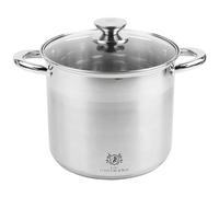 KARL HAUSMANN Olla de Acero Inoxidable con Tapa - 19 Litros - 32 cm - Grande Cacerola para Todo Tipo de Cocinas Incluida Induccion - Escala de Medición - Orificios de Ventilación - Cazuela de Cocina