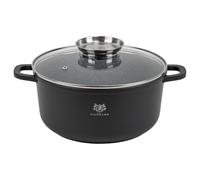 KARL HAUSMANN Olla Redonda 24 cm 4,4L con Tapa - Olla Inducción Antiadherente GREBLON C3, Cacerola de Aluminio Fundido para Cocina Diaria, apta Para Horno, Función Aroma, Asas Silicona