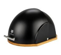KARL HAUSMANN Panera Bambú Roll Top Negra 37 cm | Panera de cocina con base de bambú, apertura Roll Top, asa de acero y medidas 37 x 26 x 22 cm