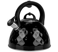 KARL HAUSMANN Tetera Acero Inoxidable 2.5 L Inducción Gas, Negro Brillante | Hervidor de acero inoxidable para inducción, gas y vitrocerámica, tapa extraíble y asa de plástico