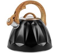 KARL HAUSMANN Tetera Acero Inoxidable 3 L Inducción Gas, Negro | Hervidor de acero inoxidable para inducción, gas y vitrocerámica, tapa extraíble y asa de plástico