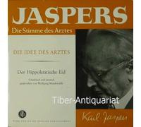 KARL JASPERS / Die Stimme des Arztes / DIE IDEE DES ARZTES / Der Hippokratische Eid - Griechisch und deutsch von Wolfgang Schadewaldt / 1960 / Klapp-Bildhülle mit mit 4 seitiger original Text-Einheftung / WERK-VERLAG # ASWV 001 / BAYER WERBEPLATTE