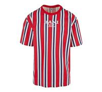 Karl Kani Camiseta de rayas retro KM241-034-1 para hombre, rojo/azul marino/blanco roto, L Grande